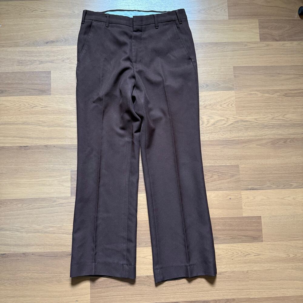 Men's Vintage 80's Coosa Gold Label Brown Polyester Slacks Western Pants 31 x 29